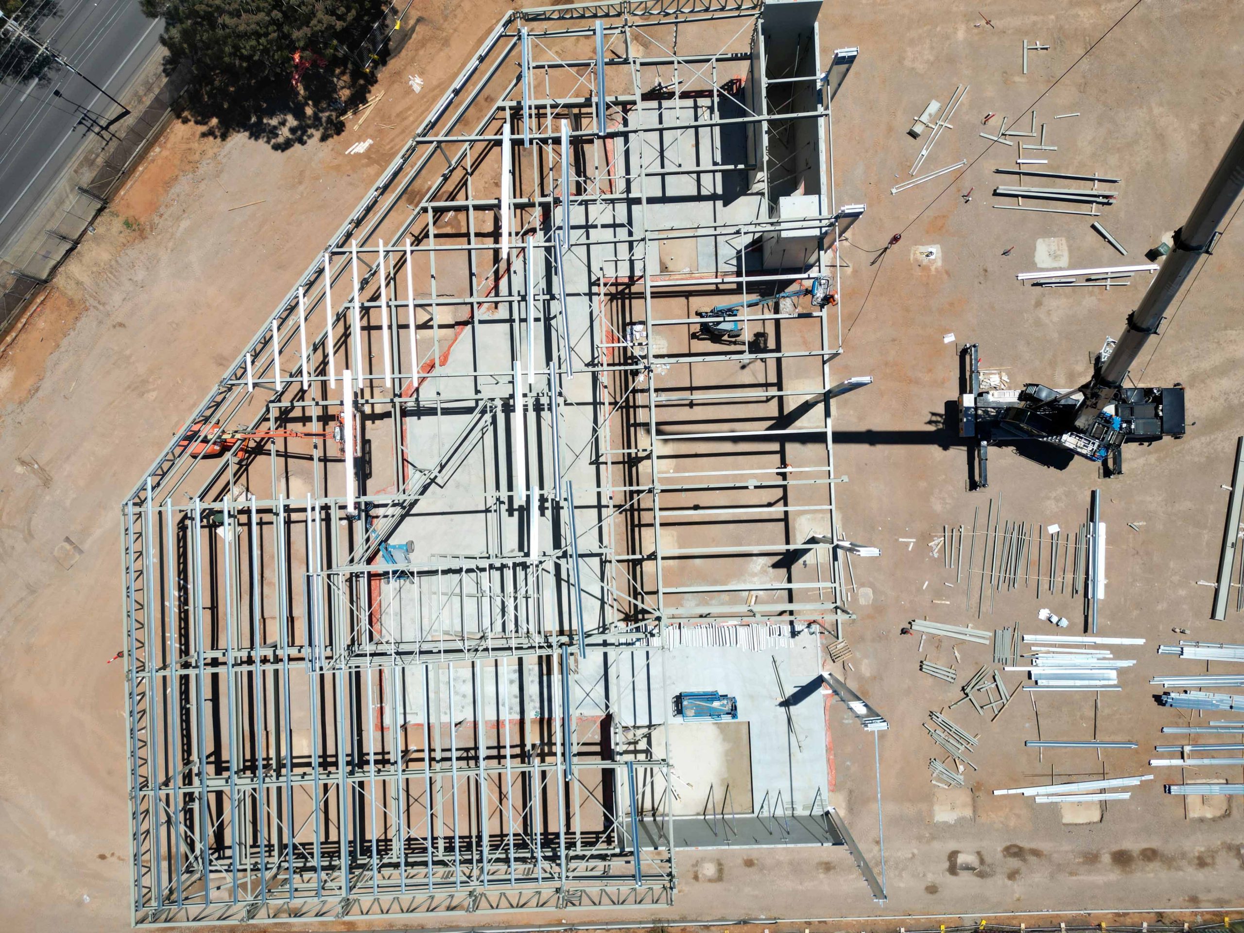 Drone shot of construction progress at Torrens Road Woodville North